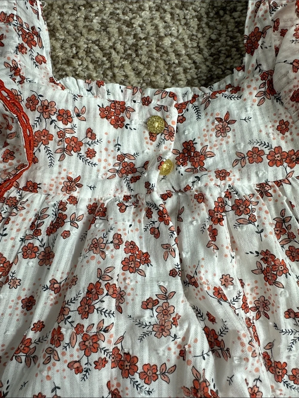 Joie White Baby Dress with Rust Floral Print